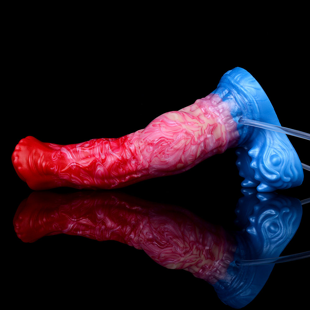 Schlangenkopf & Trägerbar Fantasy Dildo – Squirting Strap-on Dildo mit C-Kurve, Schuppensegment-Textur