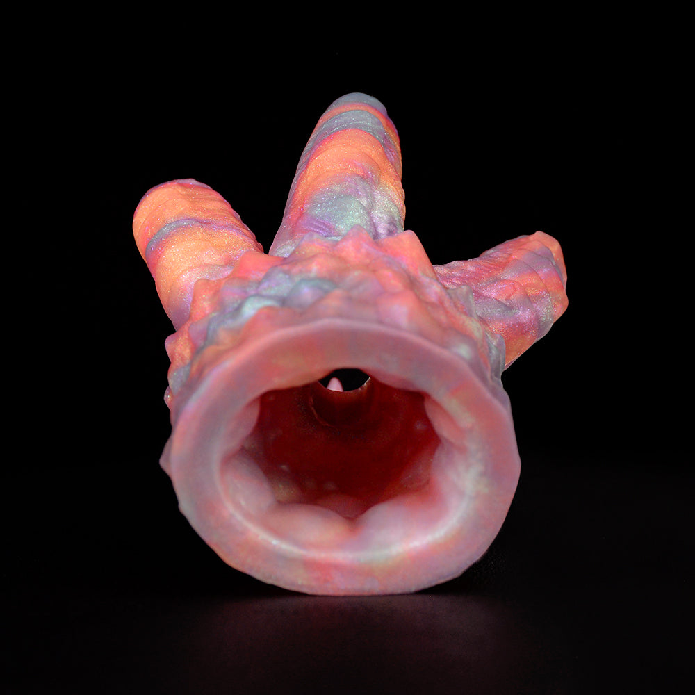 PURISM Alien Claw Fantasy Ball Gag Silicone - Mouth Gag Bio-Armor Pearlescent Venetian Chain