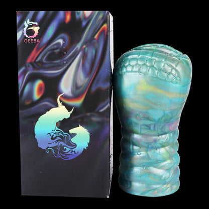 Premium Alien Pocket Pussy in Aurora Green – Biomorphic Masturbator made of Platinum Liquid Silicone