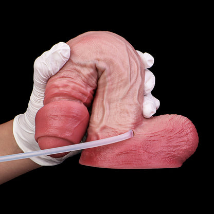 Covered Glans Dildo Realistic & Soft – Premium Silicone Dildo with Partially Covered Foreskin and Ejaculation System