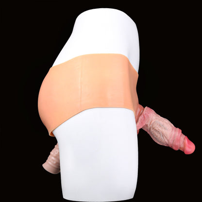 Ultimativer 2-in-1 Doppelstimulator: Hautfarbener Penis Sleeve & Butt Plug für Paare