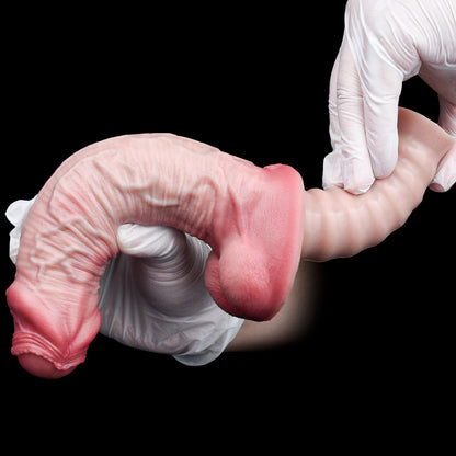 Realistic Dildo Nude Pink – Vein Pattern, Suction Cup & Handle | Platinum Silicone