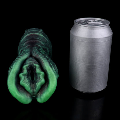 Alien Pocket Pussy mit Nervennetz-Textur – Röhrenstruktur, Biolumineszenz-Grün & Einzelkanal aus Platin-Silikon