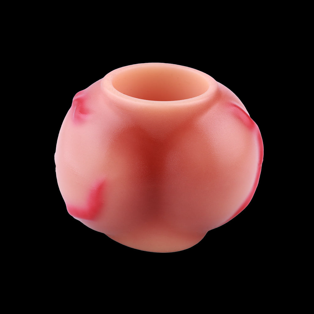 Ring L Platinum Silicone - Plump Fantasy Glans Sleeve mit Breiter Marmor-Venenstruktur und Flacher Kugelform