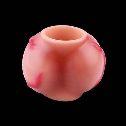 Ring L Platinum Silicone - Plump Fantasy Glans Sleeve mit Breiter Marmor-Venenstruktur und Flacher Kugelform