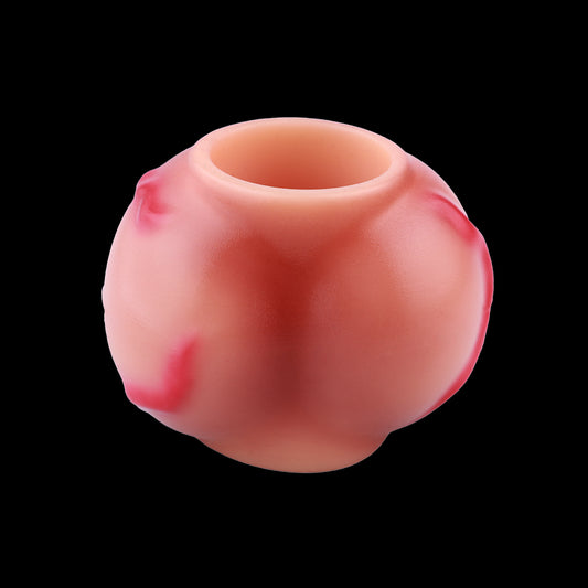 Ring L Platinum Silicone - Plump Fantasy Glans Sleeve mit Breiter Marmor-Venenstruktur und Flacher Kugelform