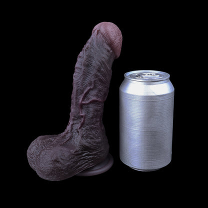 BBC Dildo Trauben-Violett – Dreieck-Faltenkonvergenz, drei Schichten Hauttextur, breite Längsvenen, runde Aufwaertseichel, zwei Hoden & grau-violetter Saugnapf aus Doppelschicht-Platin-Silikon