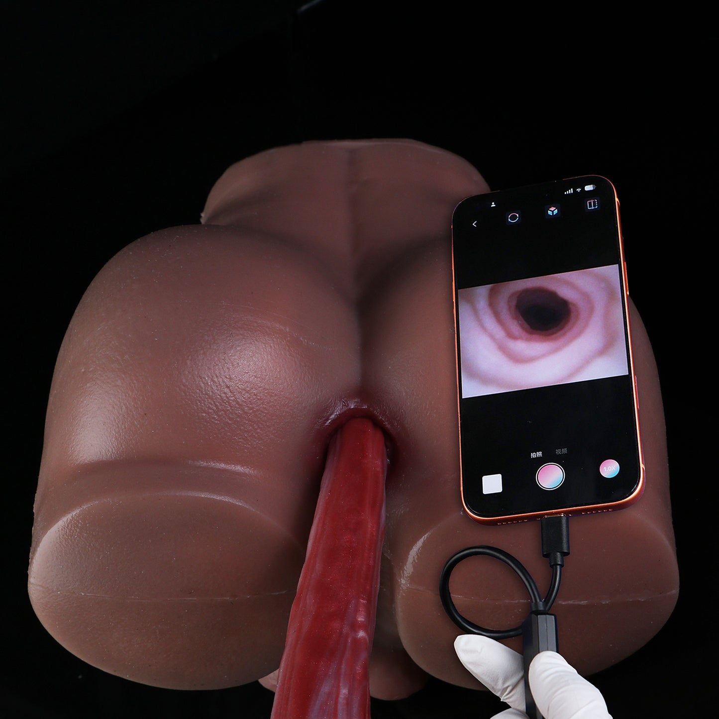 Rotes Drachenauge Long Dildo – Karmesinrot & Weiße Tintenströmungen, Drachenkopf-Sockel mit Goldauge & Drachenschuppen aus Platin-Silikon