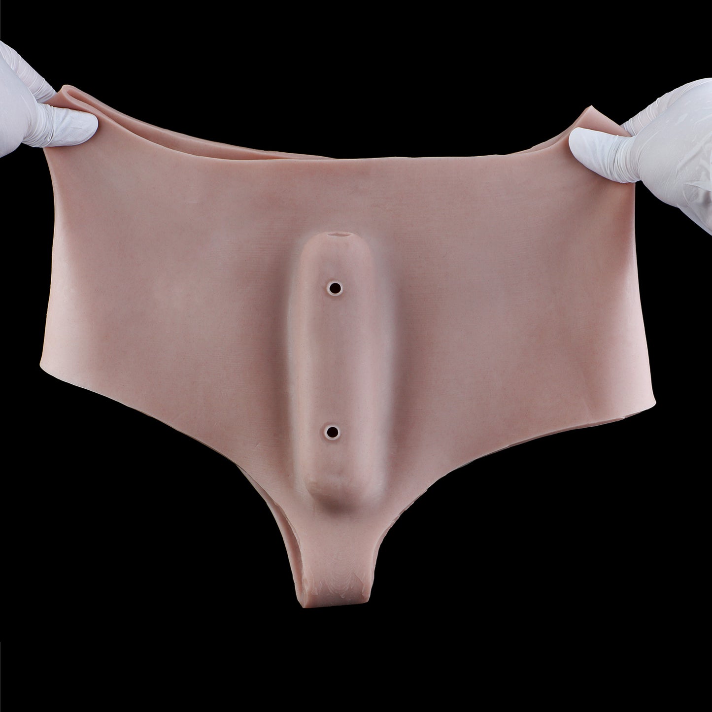 Pussy Panties mit Handbesprühter Vulva – Naturhautton, Penetrierbarer Kanal & Platin-Silikon für Femboys