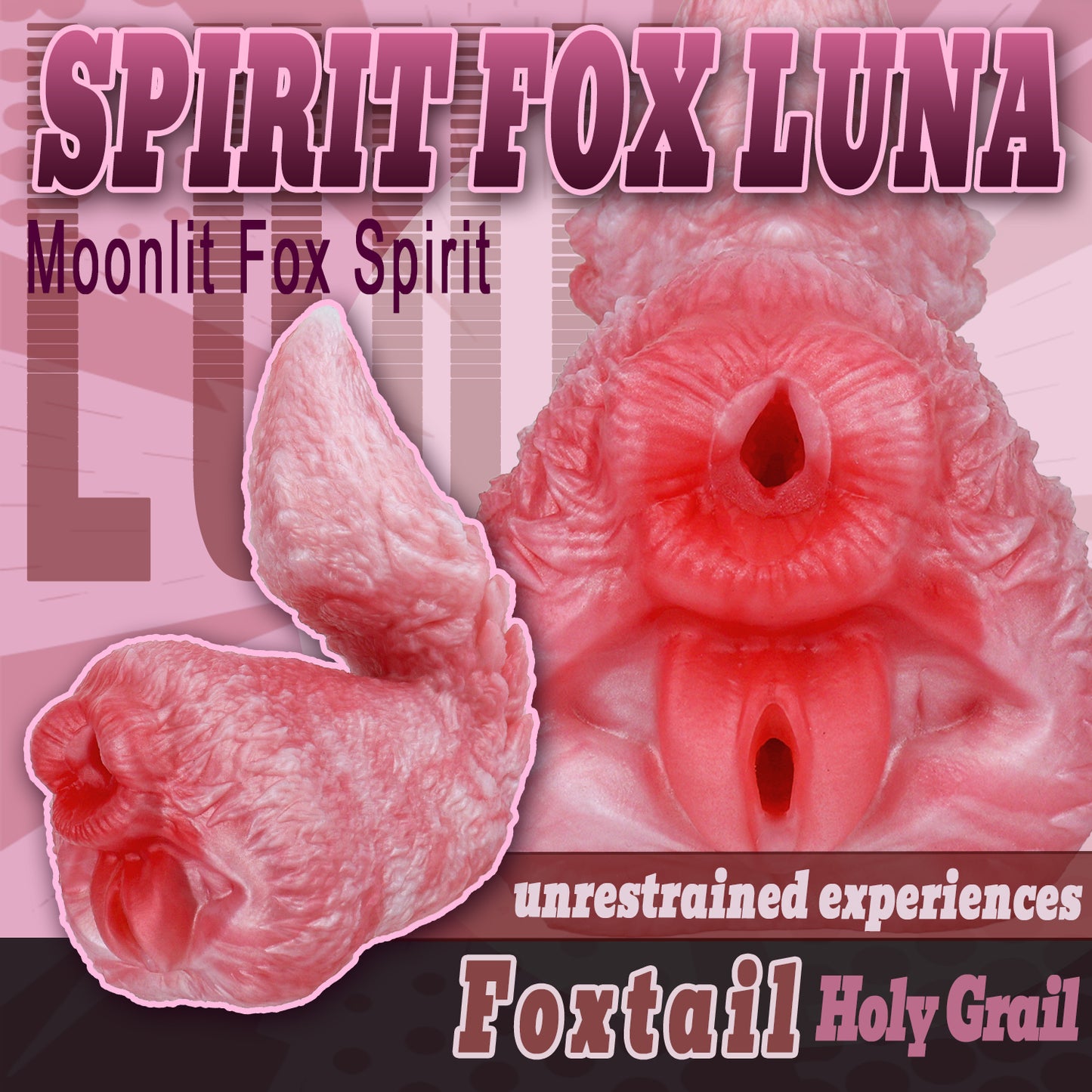 Fantasy Fox-Tail Stroker-Male Masturbator– Pinkes Platin-Silikon & Doppelkanal