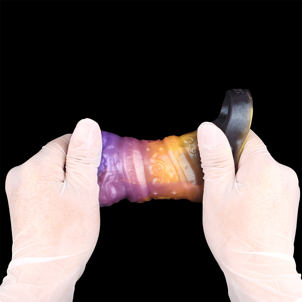 Penihülle Monsterhead – Violett-Orange-Gold, Offene Eichel & Medizinisches Silikon