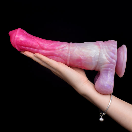 Fantasy Spiral Dildo aus Silikon - Schirmkopf Form mit gedrehtem Wirbelmuster in Pink