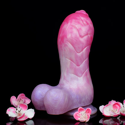 Curved Premium Silicone Dildo | Soft Silicone Fantasy Dildo with Layered-Dome Glans,