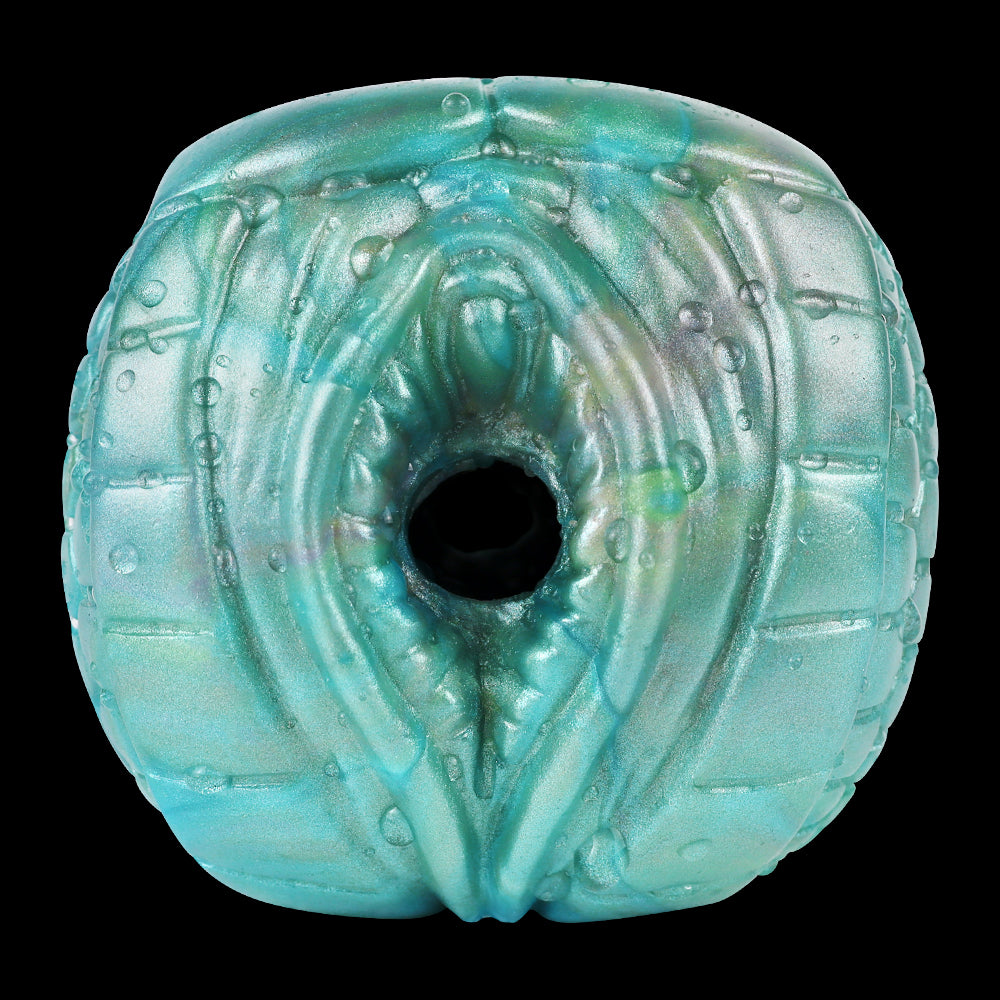 Premium Alien Pocket Pussy in Aurora Green – Biomorphic Masturbator made of Platinum Liquid Silicone