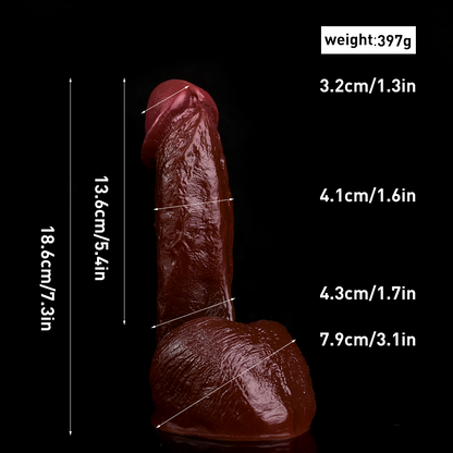 Authentische Leidenschaft: Lebensechter Premium-Dildo in Tiefrot mit starkem Saugfuß