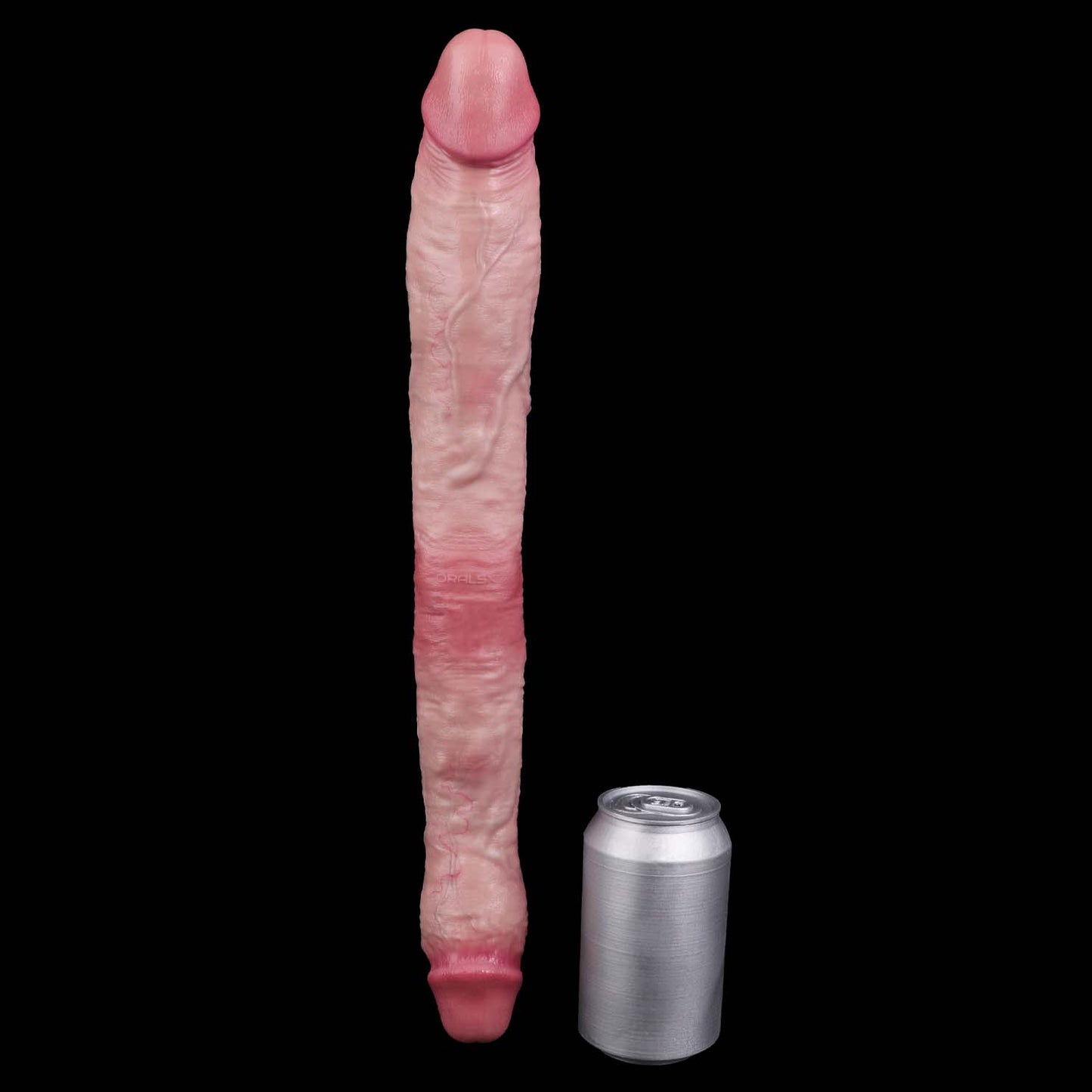 Extralanger Double Dildo in Zweifarbigem Rosenrosa – Dick & Dünn, Venenstruktur & Hautfalten für Couples aus Doppelschicht-Platin-Silikon