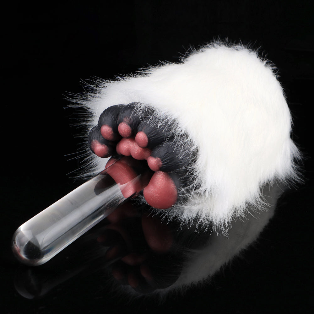 Pocket Pussy Tierpfote – Schwarz-Weiß, Rote Ballen & Abnehmbarer Plüsch