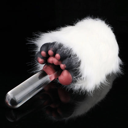 Pocket Pussy Tierpfote – Schwarz-Weiß, Rote Ballen & Abnehmbarer Plüsch