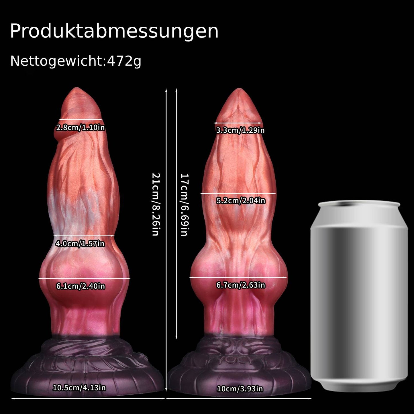 Fantasy Dildo Copper Red – Dual-Layer Silicone, Organic Muscle Structure & Suction Cup