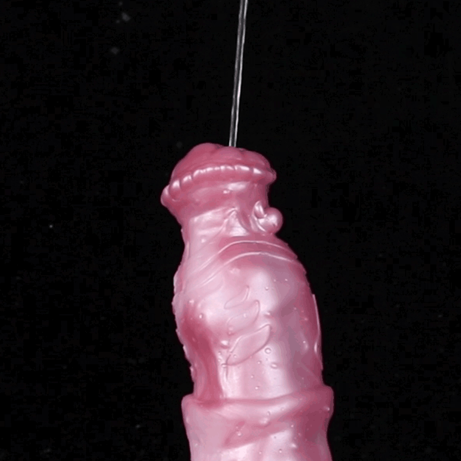 Kronenkreatur Penis Sleeve – Fächerblatt-Coronarand, Segmentierter Muskelschaft, Rosa-Violett-Farbverlauf & Spritzfunktion aus Platin-Silikon | S/M/L