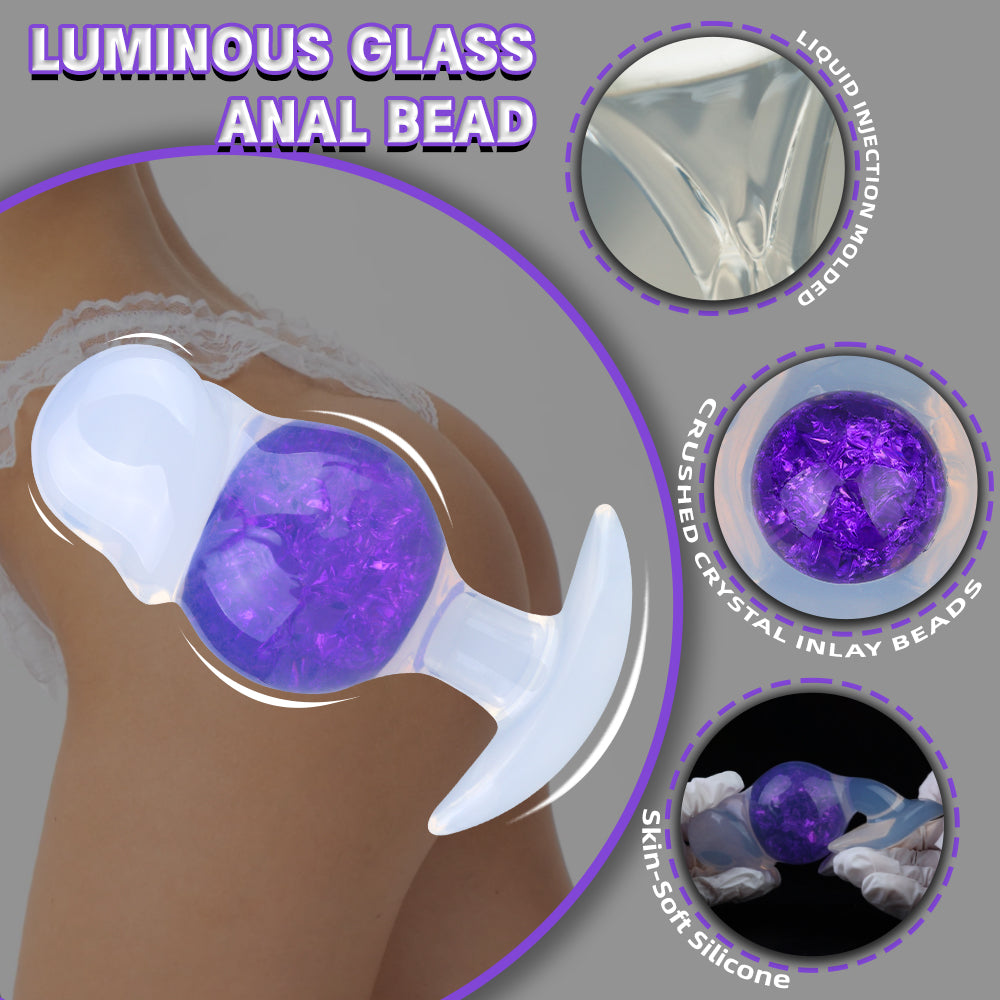 Crystal Strapon Butt Plug – Purple & Pink Pearlescent Fantasy Plug with Bio-Node & Ball Core