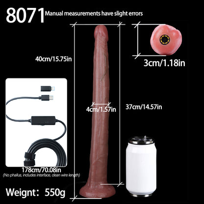 Long Dildo Tropisches Rotbraun – Übergrosser Pilzkopf, Longitudinale Hautfalten-Schaft, 3-Megapixel Endoskop-Kamera, 8 LED, IP68, Type-C & Starksaugnapf an Kurvenflächen aus Platin-Silikon