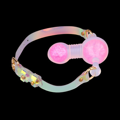 Kristall-Kugel Ball Gag | Platinum Silicone Crystal Mouth Gag mit Crushed-Ice-Kristallkern