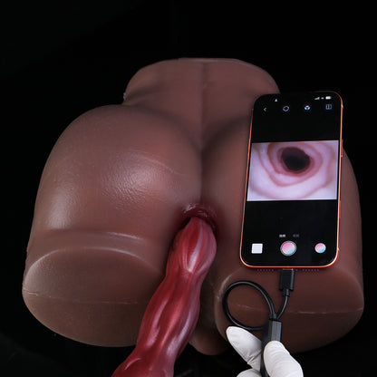 Abgrund-Fantasy Long Dildo – Korallenrot & Cremewolken, Bioenergie-Muskeltextur, HD-Kamera & Saugnapf aus Platin-Silikon