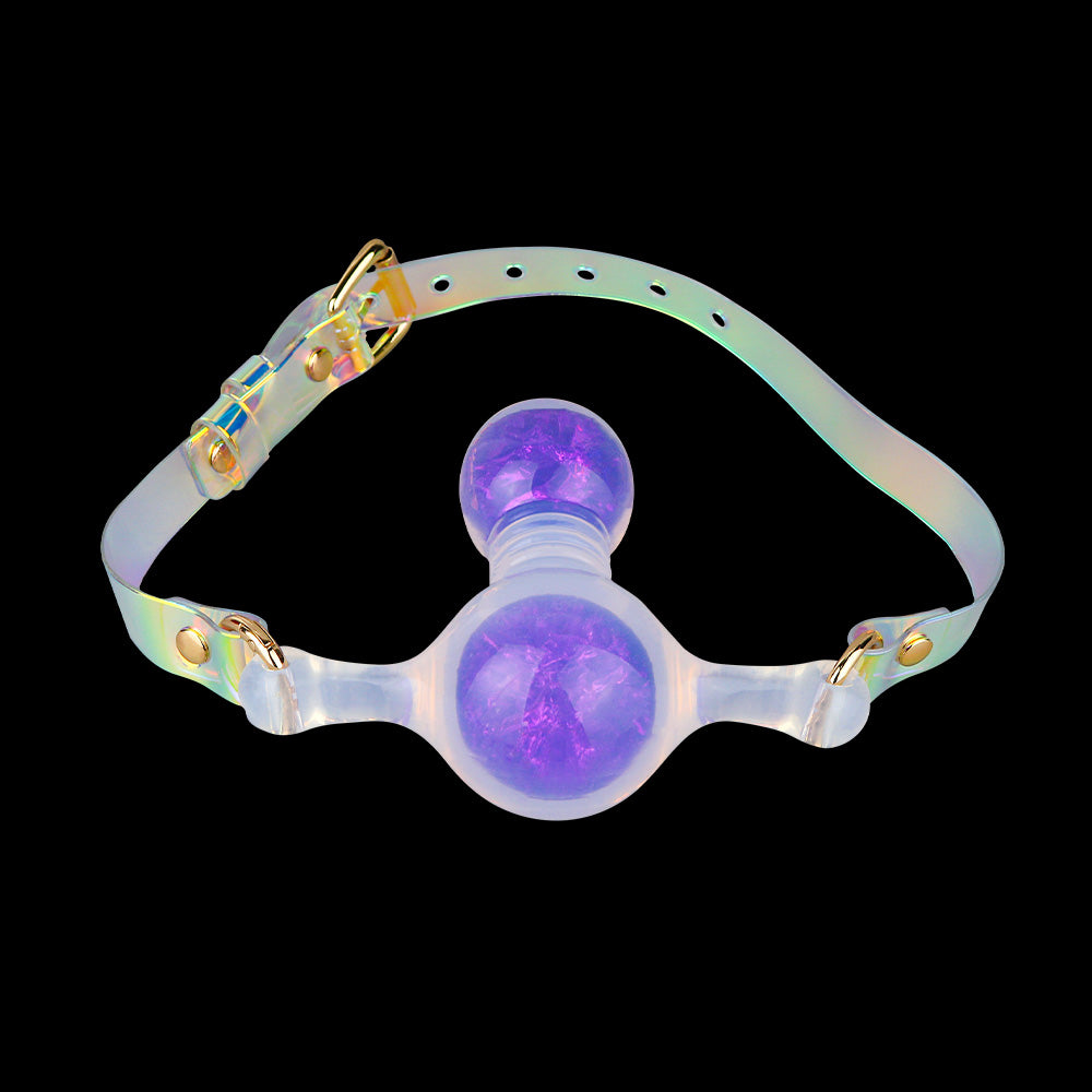 Kristall-Kugel Ball Gag | Platinum Silicone Crystal Mouth Gag mit Crushed-Ice-Kristallkern