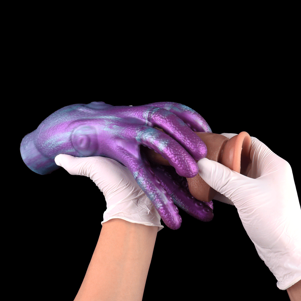 Kraken Sexpuppe in Tiefviolett-Cyan mit Schuppenstruktur, Acht Tentakeln & Einzelkanal – Tiefviolett-Cyan-Metallschimmer, Vakuumpumpen-kompatibel & Platin-Silikon