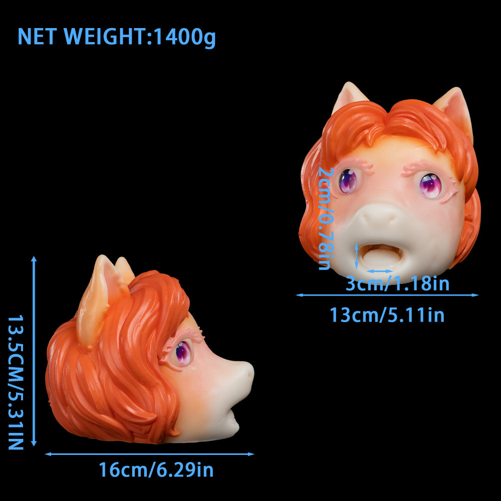 Fiery Fox-Girl Platinum Silicone Pocket Pussy - Anime Oral Masturbator with Hand-Sculpted Beast Ears