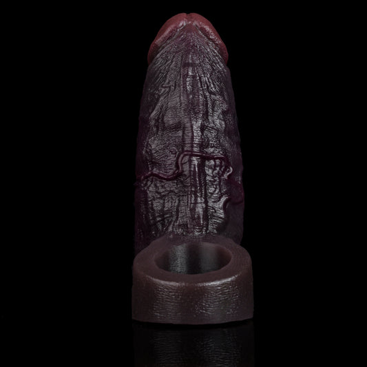 Deep Black & Solid Penis Sleeve – Hollow BBC Sleeve with Recessed Veins