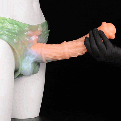 Fantasy Equine Penis Sleeve – Horse Wearable Strap-On with Emerald Green Caramel Coloration