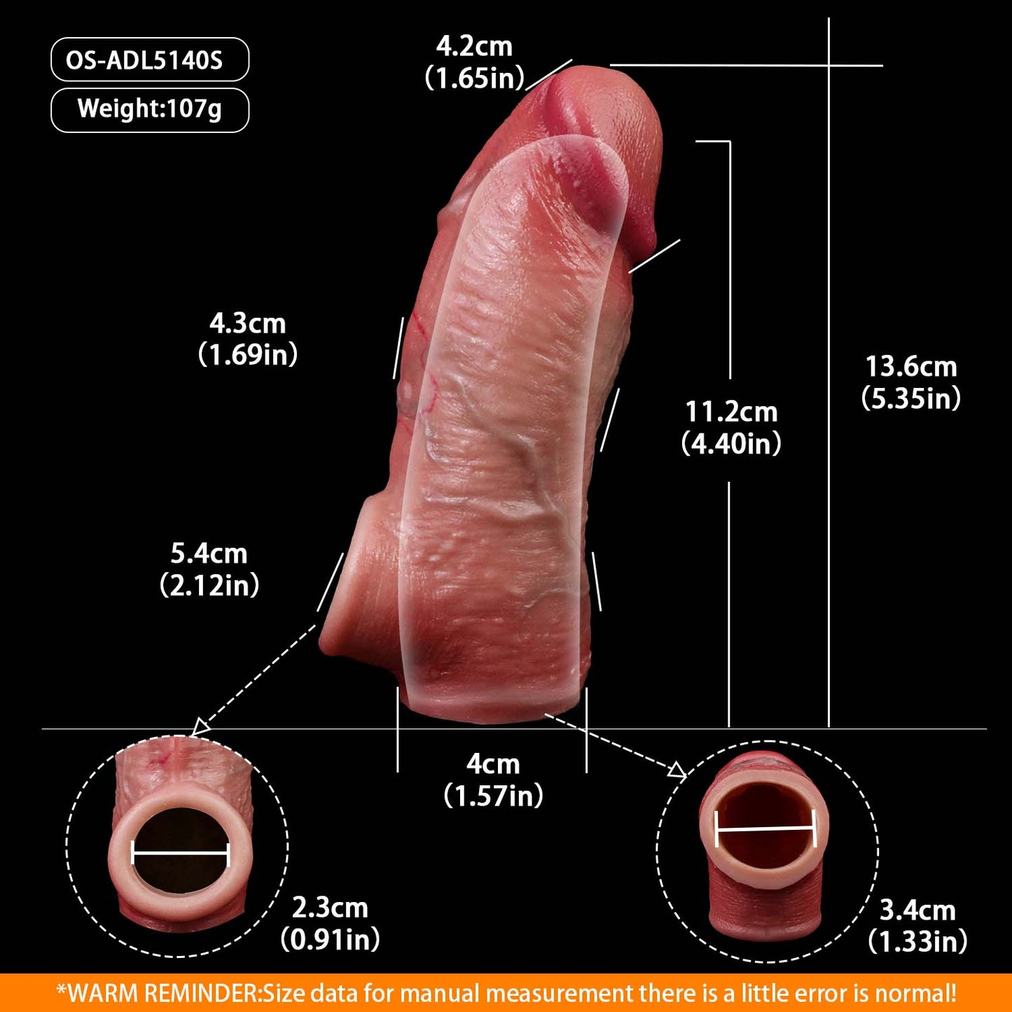 Penis sleeve for optical enlargement – Flexible penis sleeve with cock ring in long & short for hard erections & tingling evenings