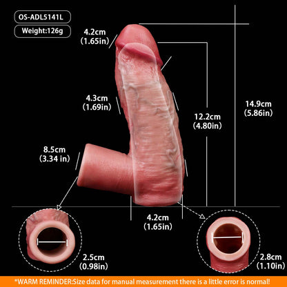 Penis Sleeve Korallrosa – Übertriebenes Venenrelief, Hodenring & Lang/Kurz wählbar