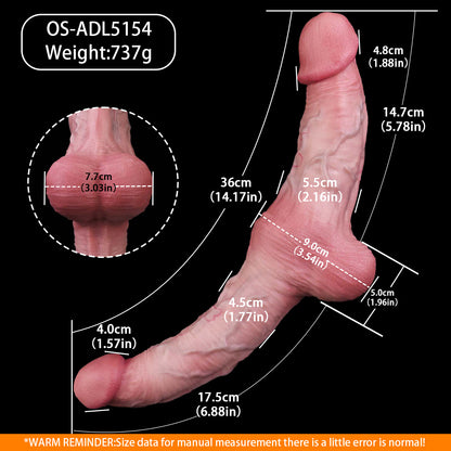 Double Dildo mit Hoden & T-Kopf-Design – Realistisches Venenrelief, Zwei Größen & Platin-Silikon für Frauen & Lesbische Paare