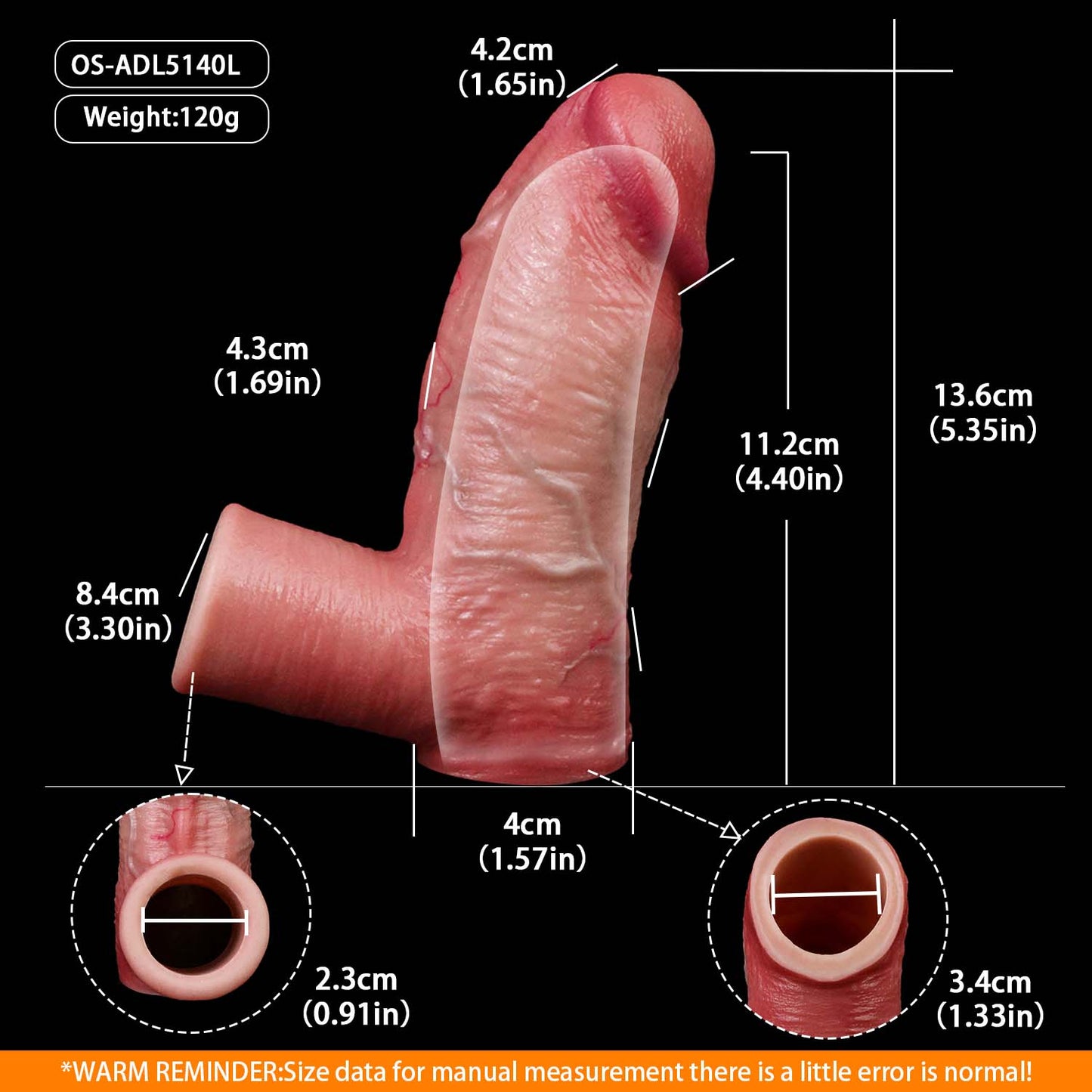 Penis sleeve for optical enlargement – Flexible penis sleeve with cock ring in long & short for hard erections & tingling evenings