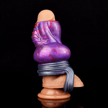 Fantasy Extender Violet-Phantom - Double Ball, V-Scaled Crown & Fork Ring | Platinum Silicone | SiliconeLust