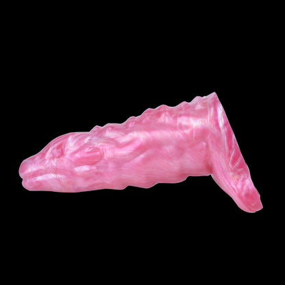 Perlmutt-Rosa Drachen Penishülle für Fantasy-Rollenspiele – Strukturierter Drachen-Penis Extender mit Hodenring für härtere Erektion & intensiven Sex