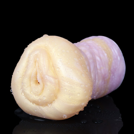 Stute Pocket Pussy mit Mähnenstruktur & Realistischer Vulva – Cremgelb-Rosarosa Perlmutt, Asymmetrischer Kanal & Platin-Silikon