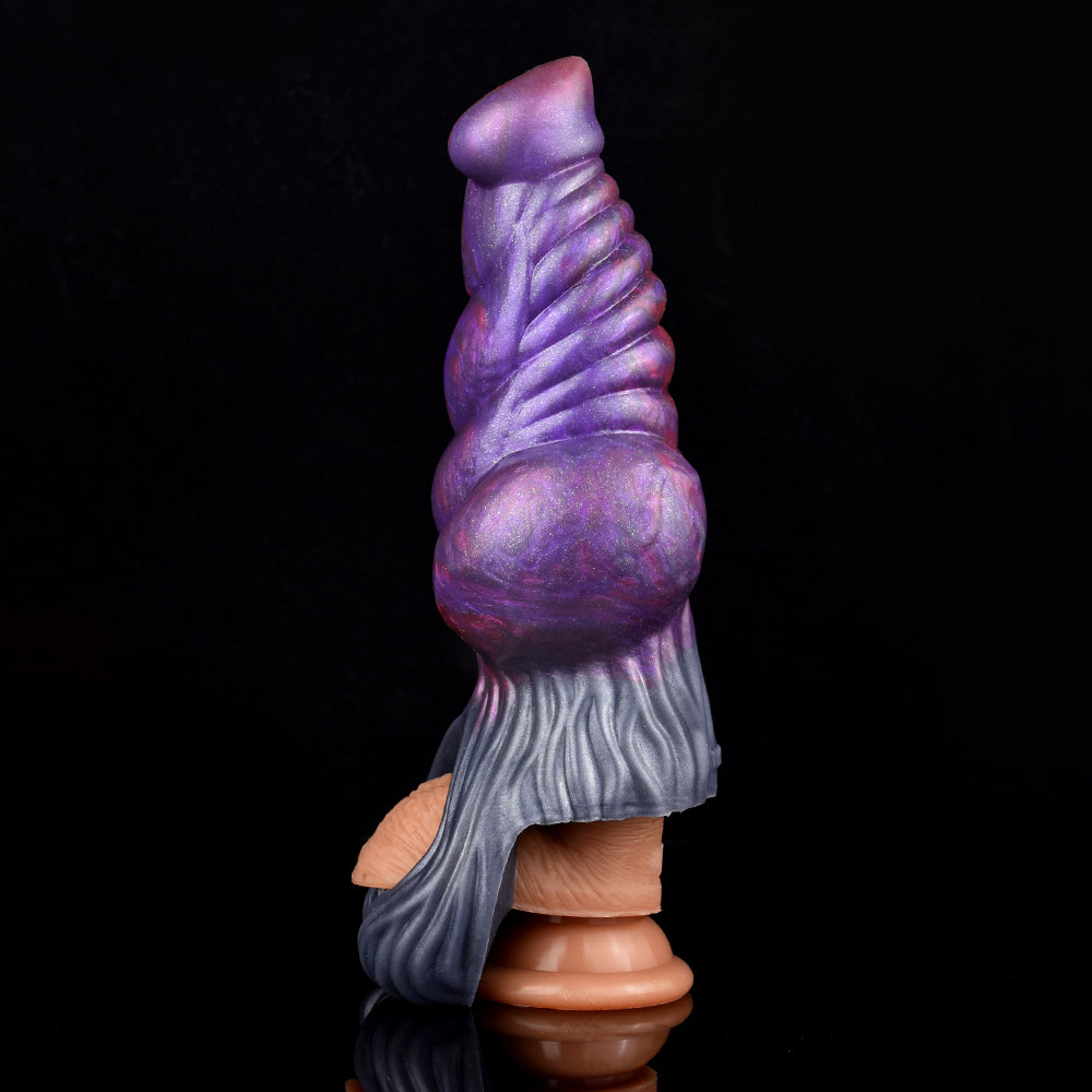 Penis Sleeve with Spiral Ribbed Structure & Vacuum Seal Zone – Biomechanical Phallus Sheath in Nebula Violet