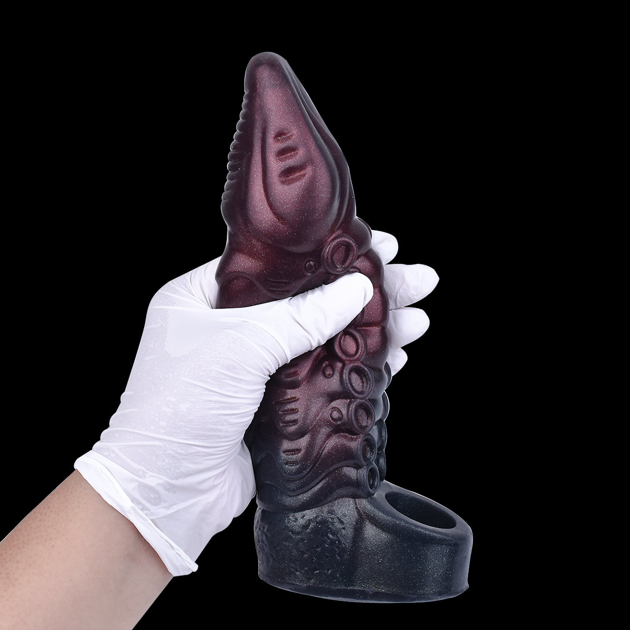 Mystisches Burgunder-Schwarz Penis Sleeve mit Schuppen-Textur – Strukturierter Penis Extender für maximale Reibung