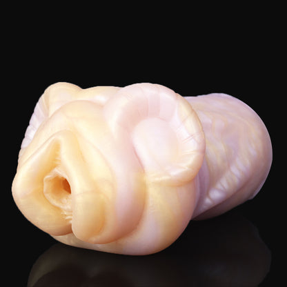 Widder Pocket Pussy mit Widderhörnern & Wolltextur – Cremeweiß-Rosarosa Perlmutt, Realistische Vulva & Platin-Silikon