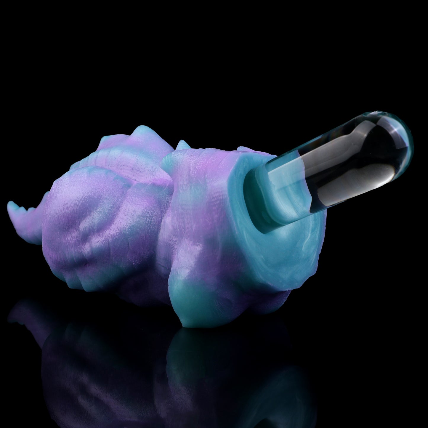 Drachen-Torso Sexpuppe – Lavendelviolett & Cyan, Stachel-Drachenschwanz, Dunkelroter Eingang & Einzelkanal aus Platin-Silikon