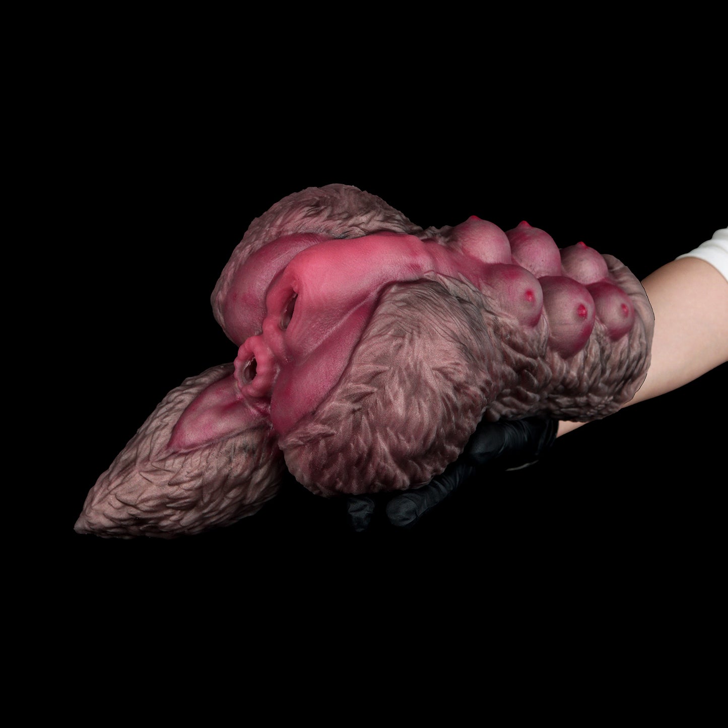 Luxuriöser Hunde-Flugbecher für Männer – Soft-Touch Platin-Silikon mit Doppelkanal-Dunkelbraun & Blutrot