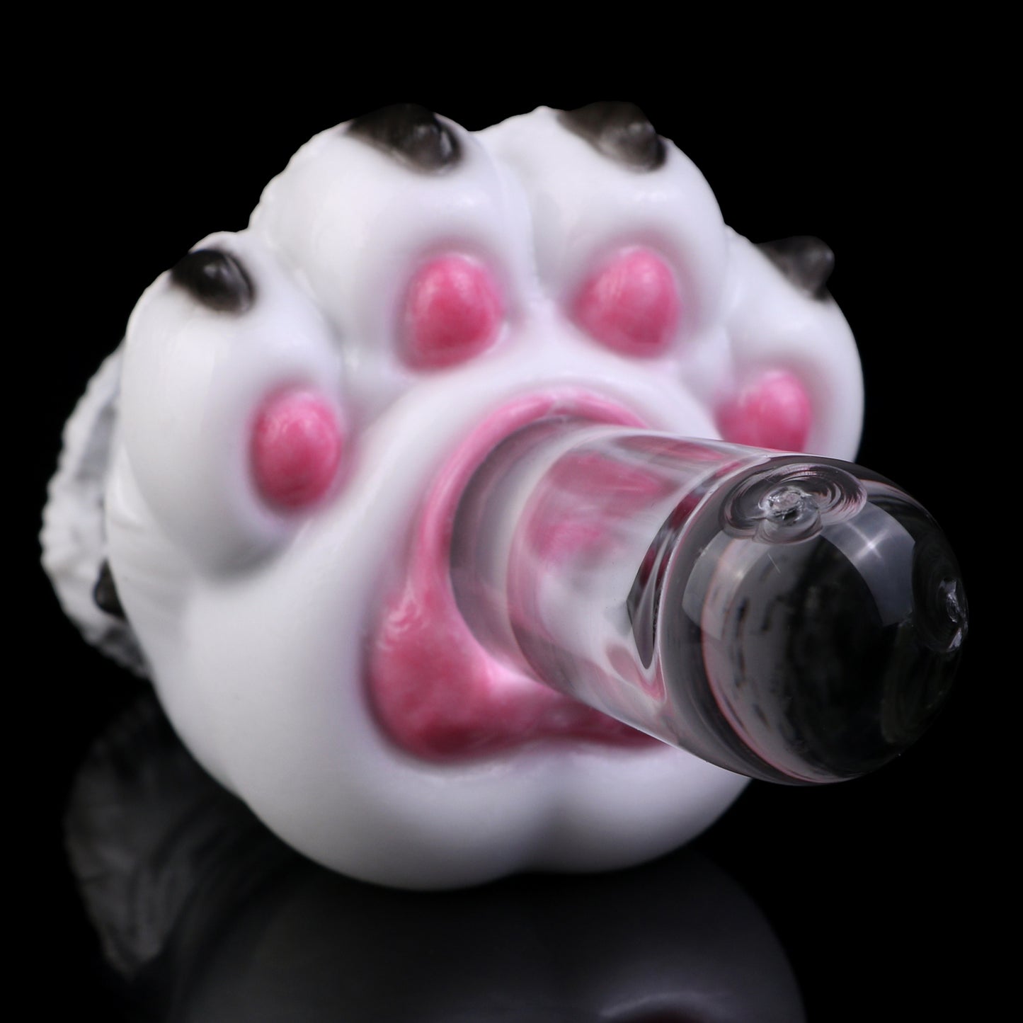 Wolfspfoten-Masturbator Pocket Pussy – Rosenrosa Ballen, Schwarze Krallen, Weiß-Grau Wirbelmarmorierung & Einzelkanal aus Platin-Silikon