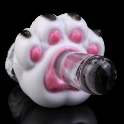 Wolfspfoten-Masturbator Pocket Pussy – Rosenrosa Ballen, Schwarze Krallen, Weiß-Grau Wirbelmarmorierung & Einzelkanal aus Platin-Silikon