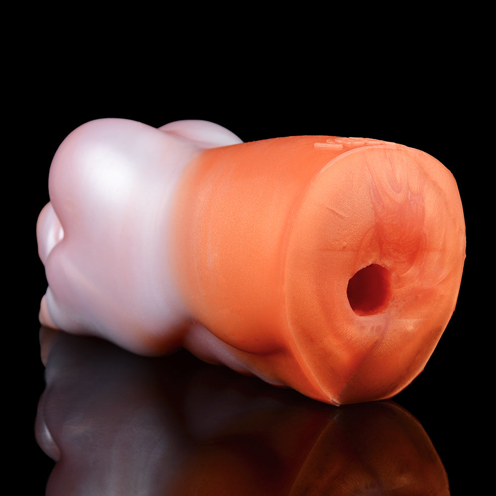 Häschen Pocket Pussy im Corgi-Orange mit Kurzen Beinchen, Rundem Eingang & Einzelkanal – Pfirsich-Perlweiß-Corgi-Orange, Dreiphasen-Kanal & Platin-Silikon