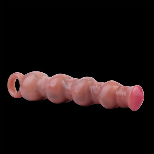 Powerful Heavy Duty Silicone Anal Plug - Butt Plug Muscle Knot Texture 10 Frequencies Vibration Pull Ring