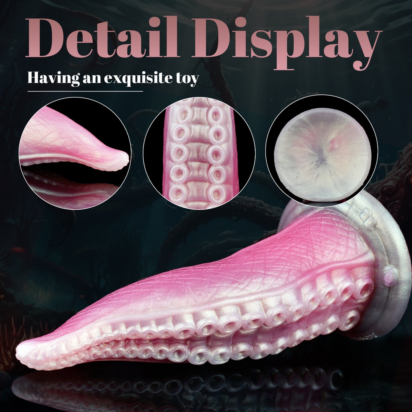 Tauche ein in ein Meer der Lust: Der magische Oktopus Tentakel Dildo mit Saugfuß (Perlmutt-Rosa)